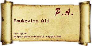 Paukovits Ali névjegykártya